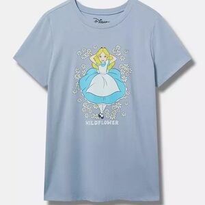 NWT🍄Torrid Alice In Wonderland Blue Short Sleeve Cartoon Tee A1